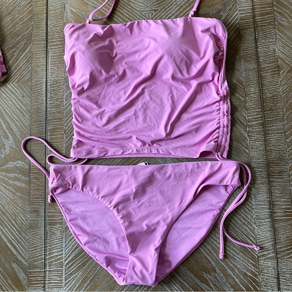NWT Roxy Bandeau Crop Swim Top & Hipster Bottoms Set Large / XL Swimsuit 2 piece - Picture 3 of 9